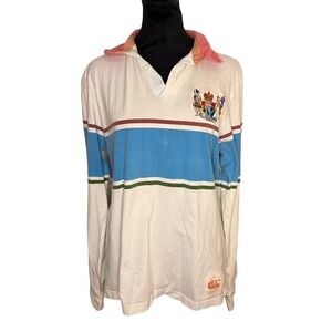 Canterbury of New Zealand Men's M Rugby Shirt Long Sleeve Cotton Stripes Collar